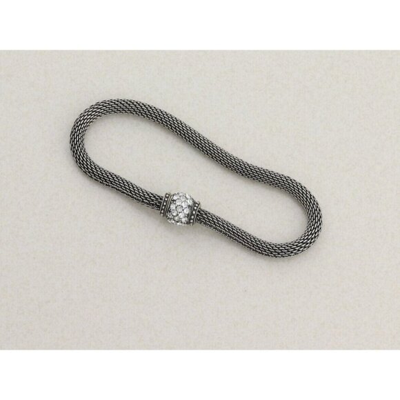 Sterling Silver Cubic Zirconia Bead Mesh Bracelet Silpada 7" - Picture 1 of 6